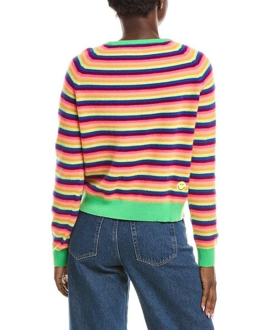 Brodie Cashmere Red Stripe Smiley Cashmere Sweater