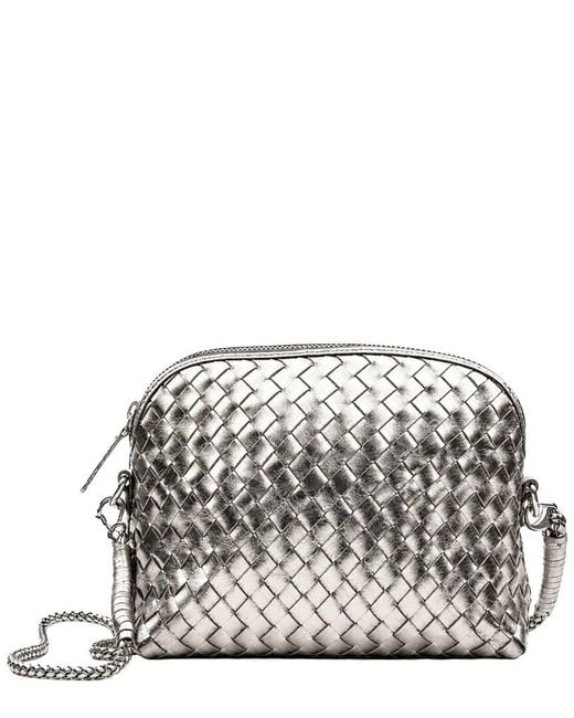Dragon Diffusion White Chunky Fellini Leather & Straw Pochette