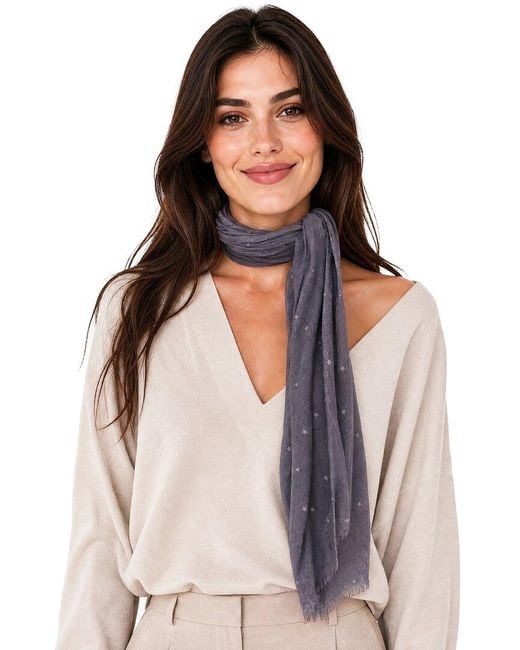 Blue Pacific Multicolor Vintage Stars Cashmere-Blend Neckerchief