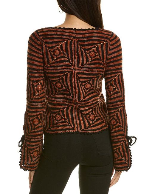 Sea Brown Gretel Crochet Wool Sweater