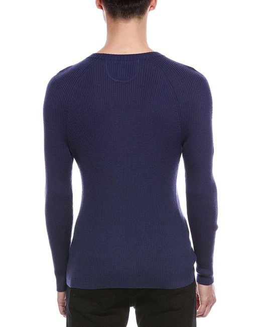 Raffi Blue Raglan Wool-blend Crewneck Sweater for men