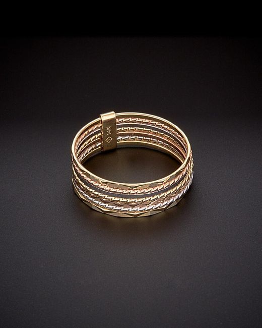 Italian Gold Black 14k Tri-tone 7-days Ring