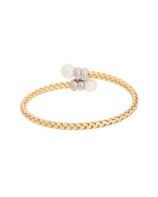 Meshmerise White 18K 0.15 Ct. Tw. Diamond Pearl Bracelet