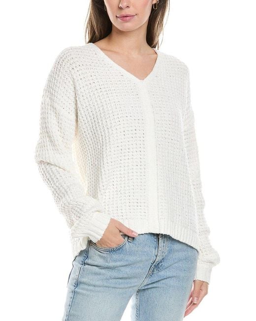 Michael Stars Kelsie V Neck Sweater in White Lyst UK