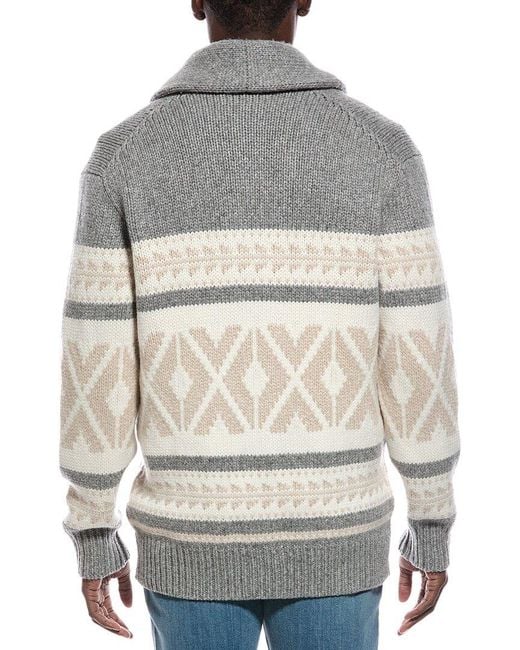Brunello Cucinelli Gray Cashmere Shawl Collar Cardigan for men