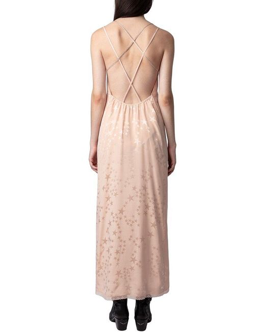 Zadig & Voltaire Pink Rohal Jac Stars Strass Silk Dress