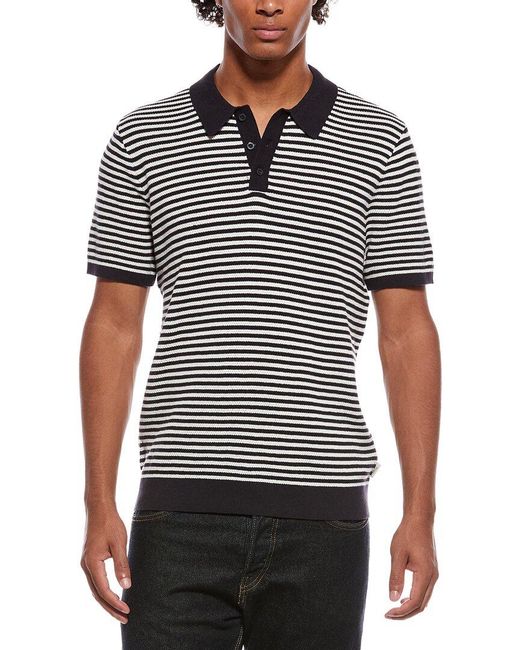 Onia Blue Textured Knit Polo Shirt for men