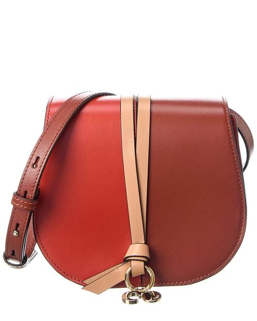 Chloé Red Alphabet Mini Leather Saddle Bag