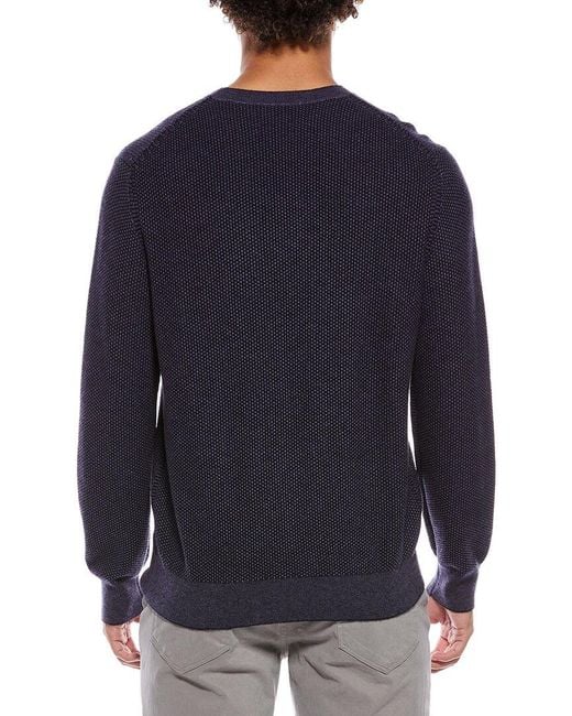 Vince Blue Geo Jacquard Wool & Cashmere Crewneck Sweatshirt for men