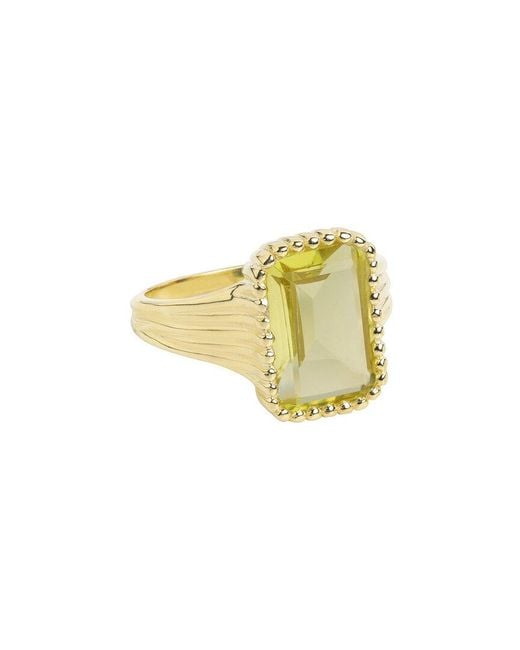 TIRAMISU Yellow 14k Over Silver 3.88 Ct. Tw. Green Gold Quartz Ring