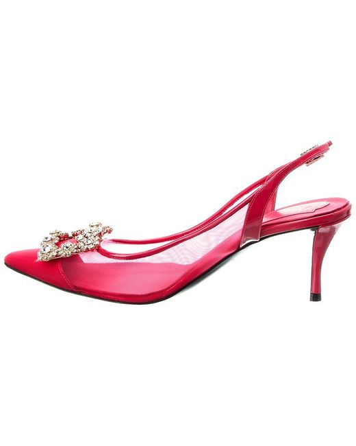 Roger Vivier Pink Mesh & Patent Slingback Pump