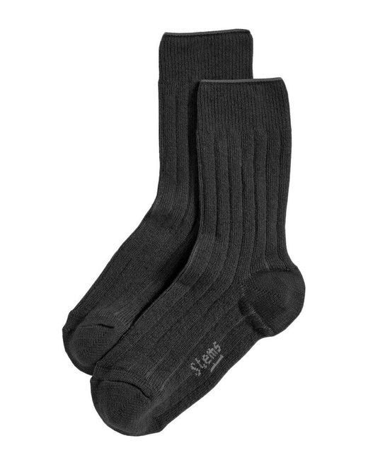 Stems Black Lux Cashmere & Wool-blend Crew Sock