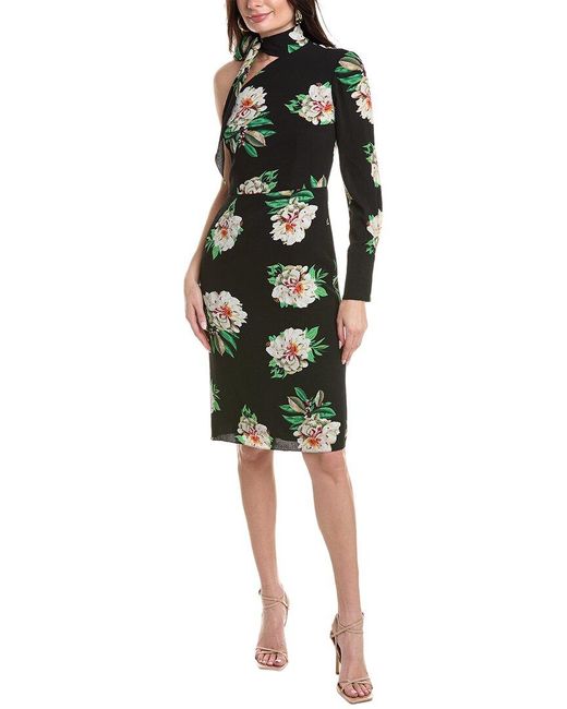 Mikael Aghal Green One-shoulder Cocktail Dress