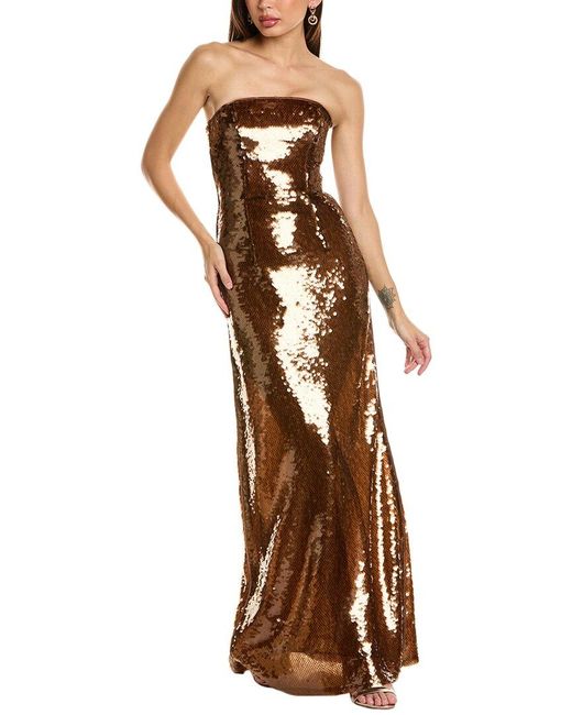 Alberta Ferretti Brown Sequin Gown