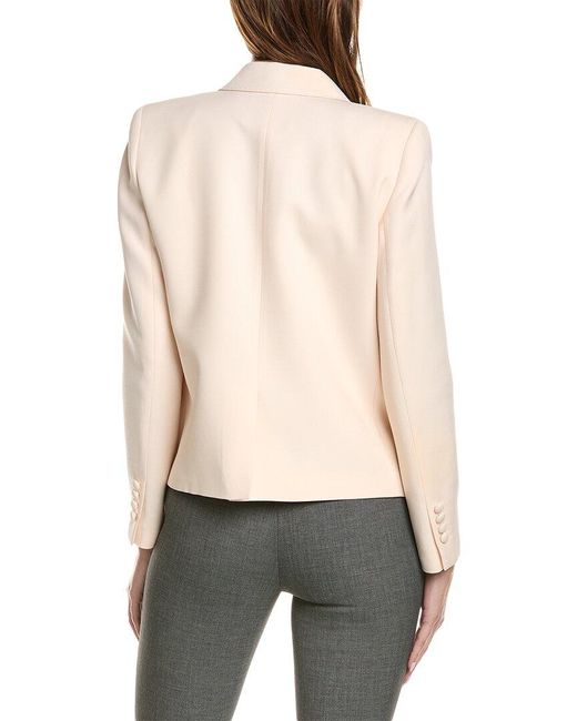 Lafayette 148 New York Natural Double-breasted Cropped Wool & Silk-blend Blazer