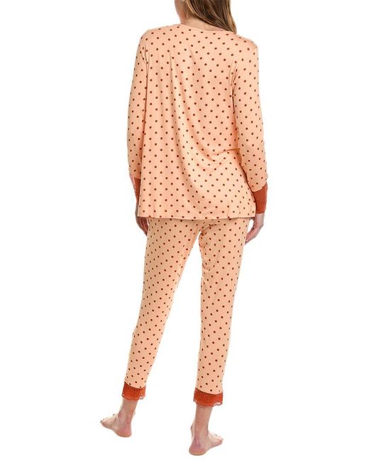 Hale Bob Orange 2Pc Polka Dot Pajama Set