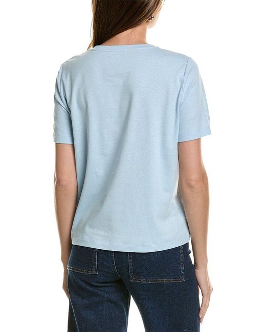 Lafayette 148 New York Blue James V-neck Linen-blend T-shirt