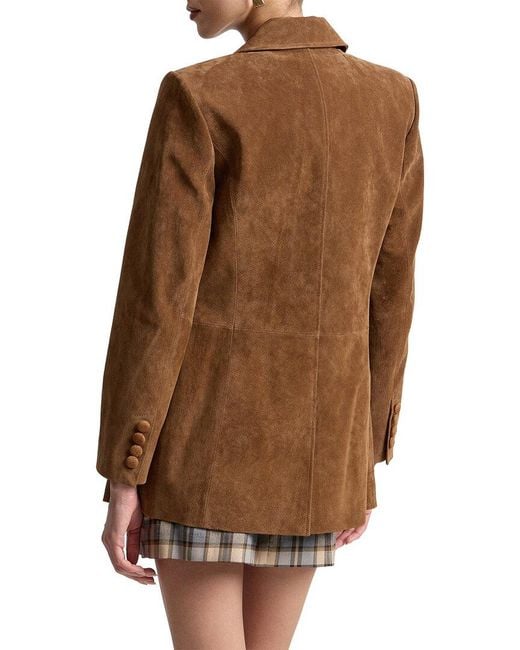Avec Les Filles Brown Genuine Leather Blazer