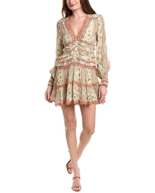 AllSaints Natural Zora Cascade Mini Dress