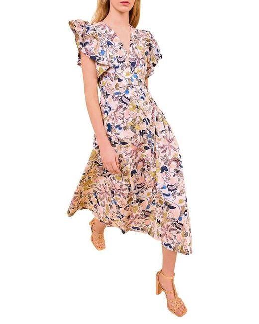 Ulla Johnson White Darya Drop Waist Midi Dress