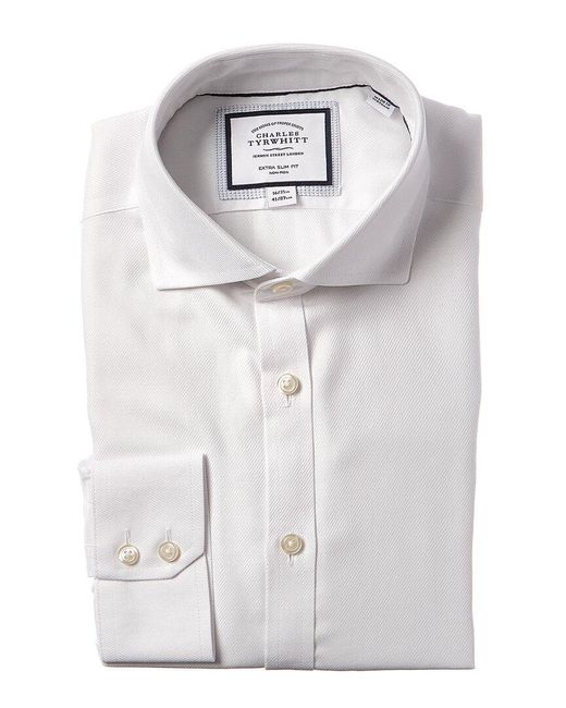 Charles Tyrwhitt White Non-iron Cambridge Weave Cutaway Extra Slim Fit Shirt for men