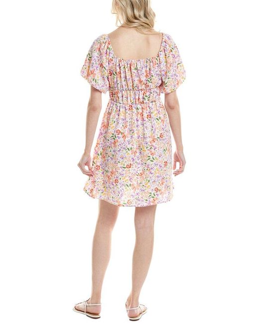 Marion Pink Puff Sleeve Mini Dress