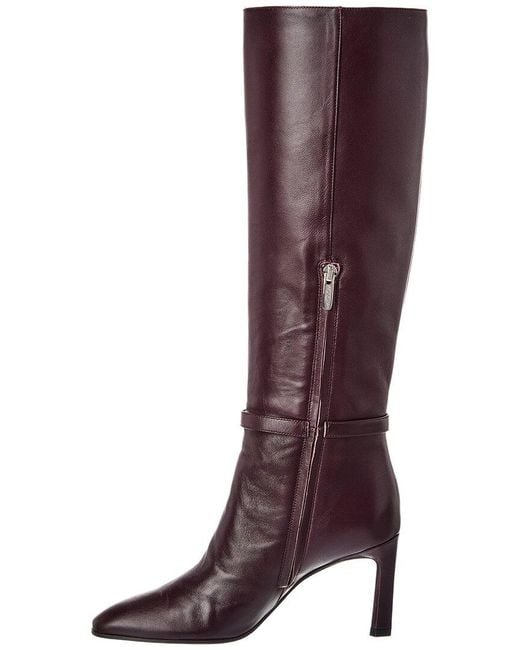 Sergio Rossi Red Nora 80 Leather Knee-High Boot