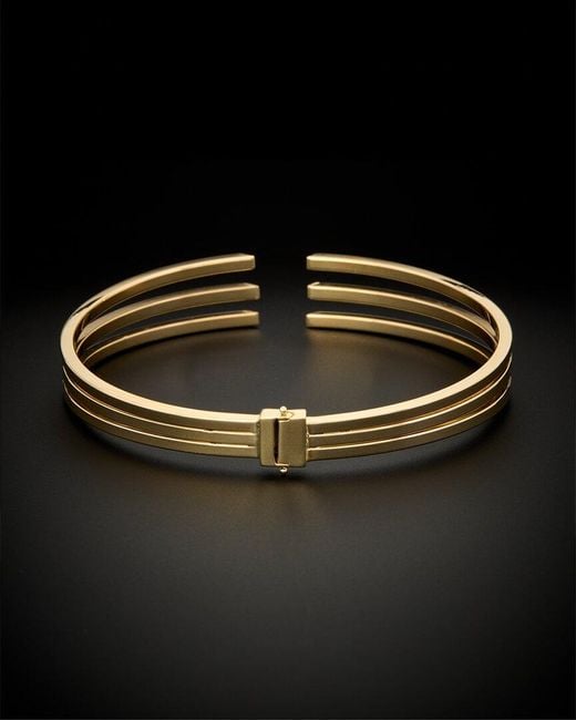 Italian Gold Black 14k Triple Hinge Cuff Bracelet