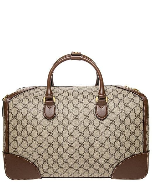 Gucci Brown Interlocking G Canvas & Leather Duffel Bag