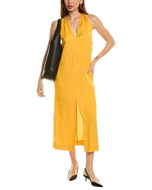 Reiss Yellow Alda Linen-Blend Maxi Dress