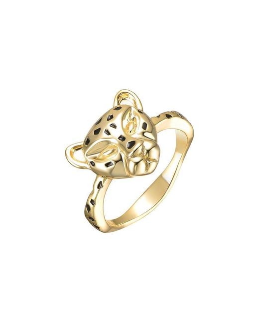 Rachel Glauber Metallic 14K Plated Leopard Ring