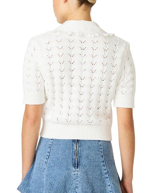Steve Madden White Cardigan With Pilgrim Collar