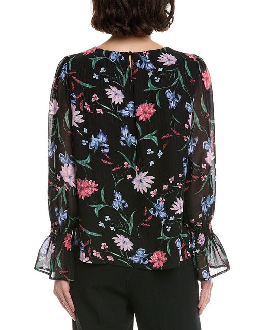 Cece Black Smocked Cuff Blouse