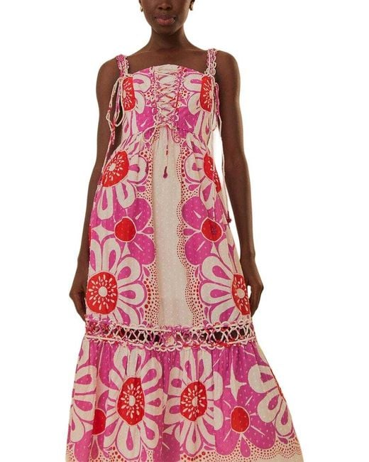 Farm Rio Red Sleeveless Midi Dress