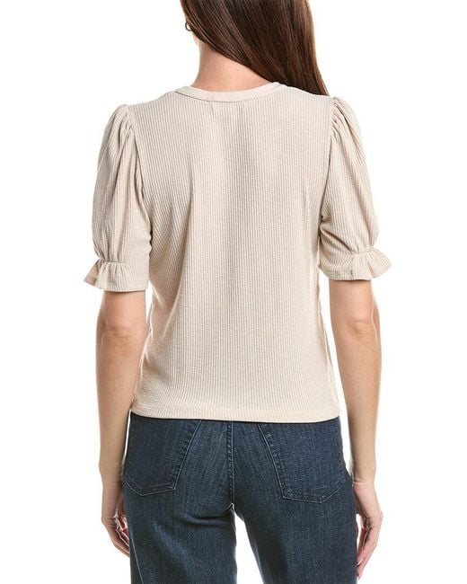 Michael Stars Gray Jayden Ribbed Henley Femme Top