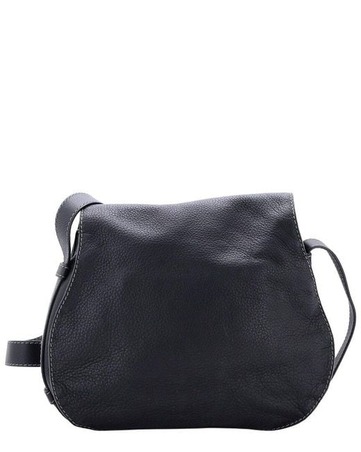Chloé Blue Black Leather Marcie Crossbody Medium (authentic Pre-loved)