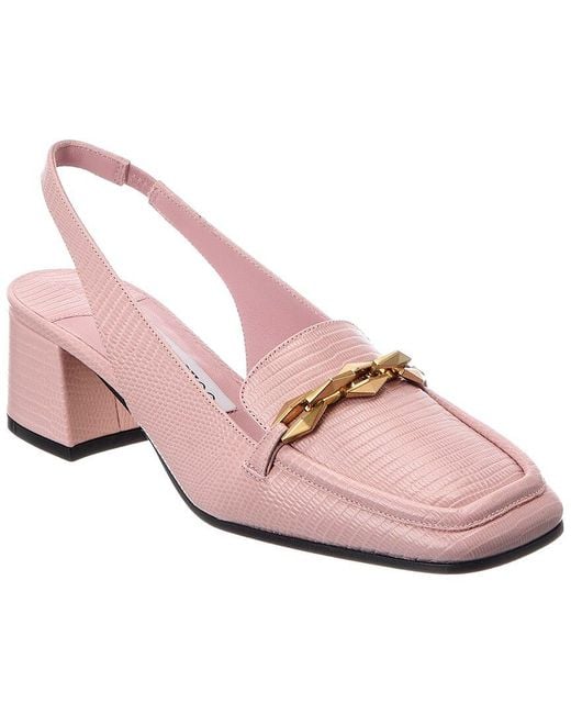Jimmy Choo Pink Diamond Tilda 45 Lizard-Embossed Leather Slingback Pump