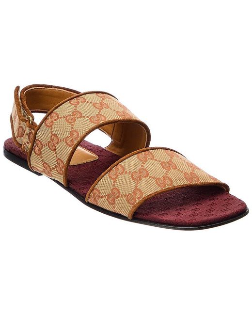 Gucci Brown GG Canvas & Suede Sandal for men