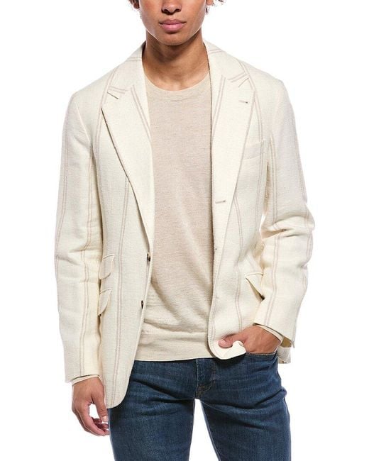Brunello Cucinelli Natural Linen, Wool & Silk-Blend Blazer for men