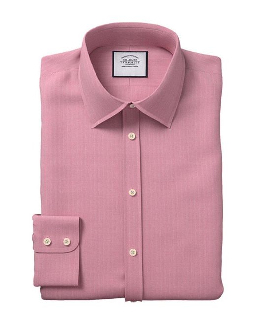 Charles Tyrwhitt Pink Magenta Slim Fit Classic Collar Shirt for men