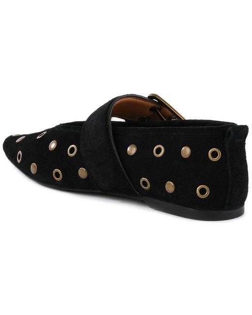 Seychelles Black Grommet Suede Flat