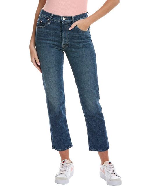 Mother Blue Denim The Tomcat Ankle Cannonball Straight Leg Jean