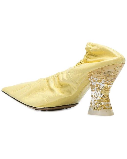 Bottega Veneta Metallic Almond Toe Elasticated Leather Pump