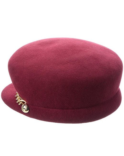 Eugenia Kim Red Sabrina Wool Fashion Hat