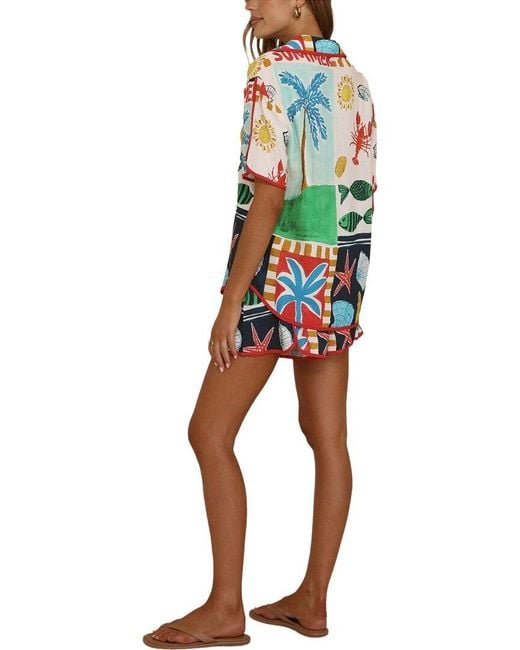 Esea Multicolor 2Pc Linen-Blend Shirt & Short Set