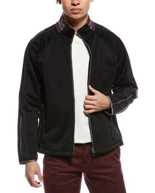 Theory Black Textured Knit Mixed Media Jacket for men