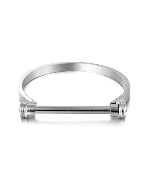 Eye Candy LA Metallic Eye Candy Los Angeles Luxe Collection Roger Silver Titanium Screw Cuff Bracelet for men