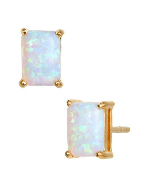 Savvy Cie Blue 18k Over Silver Opal October Birthstone Earrings