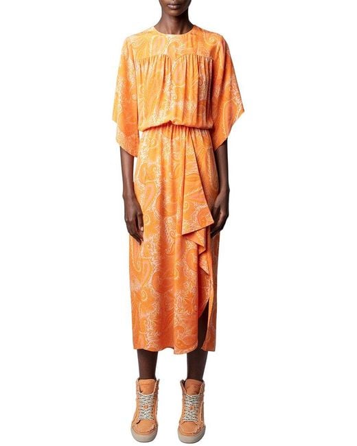 Zadig & Voltaire Orange Rusty Silk Maxi Dress