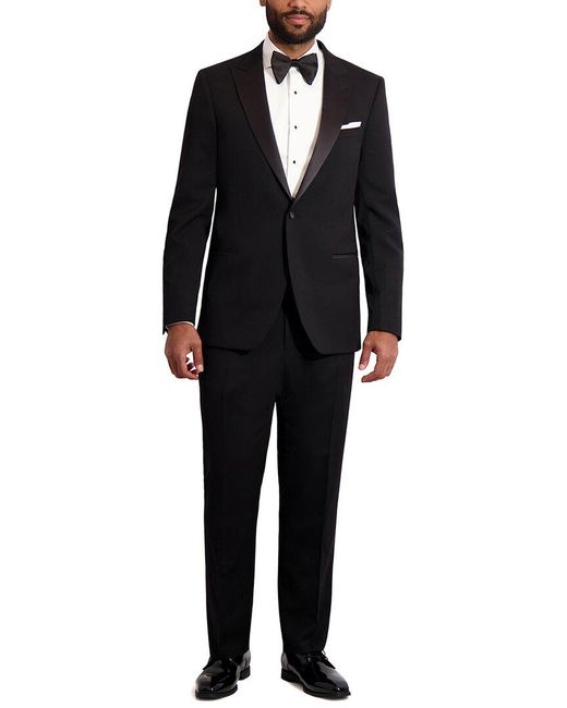 Ike Behar Black Slim Fit Wool-blend Tuxedo for men